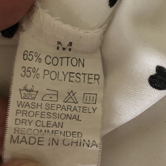 Shein Women's Heart Print Notched Neck Ruffle Sleeve Blouse White Size Medium - Picture 11 of 13